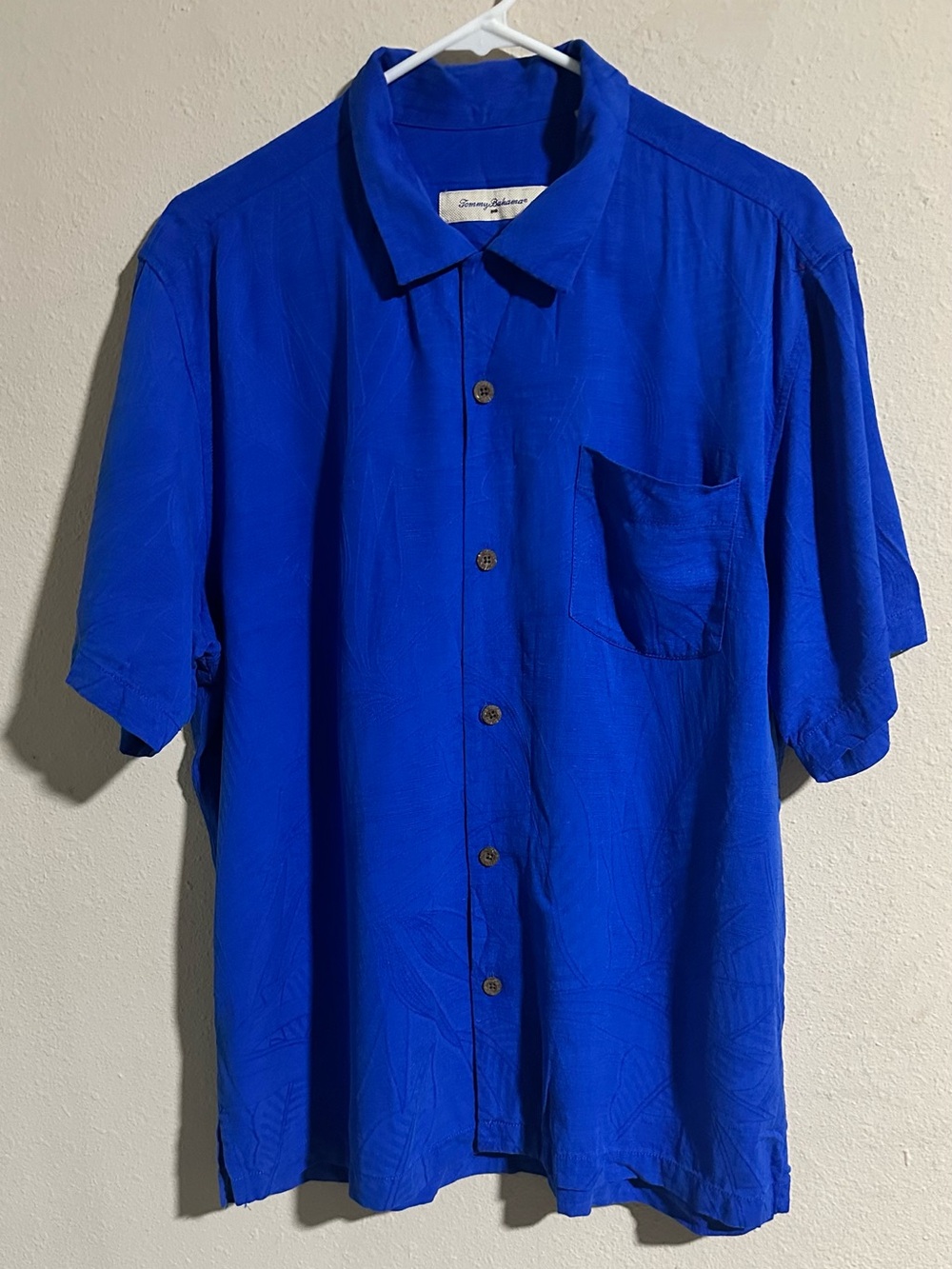 Tommy Bahama Men’s 100% Silk Short-Sleeve Button-Down Shirt — Cobalt Blue